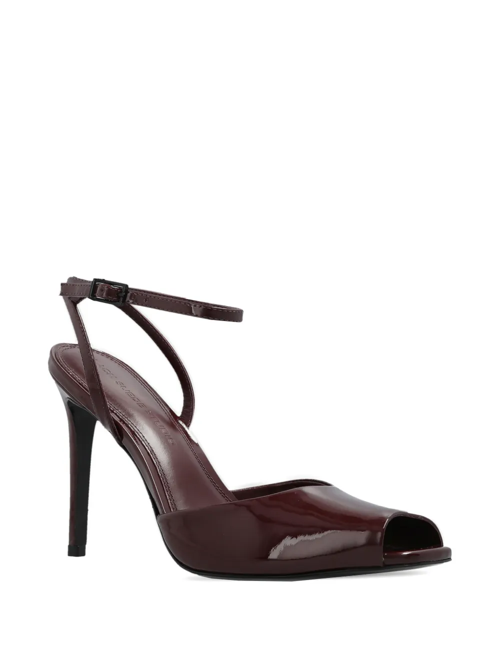  Black Suede Studio Wrne Ankle-strap Peep-toe Heeled Sandals - Red 