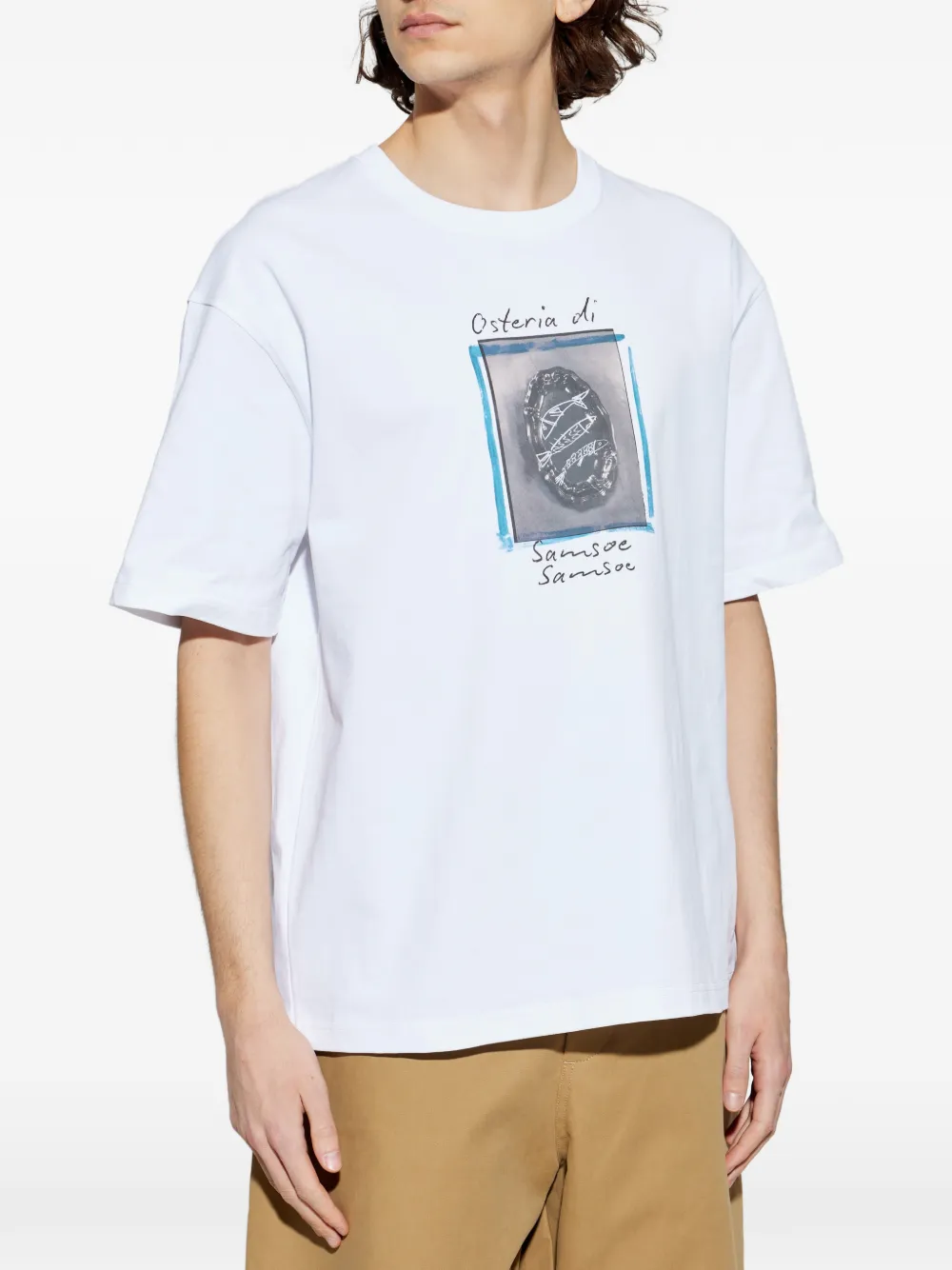 SAMSOE T-shirt met grafische print Wit