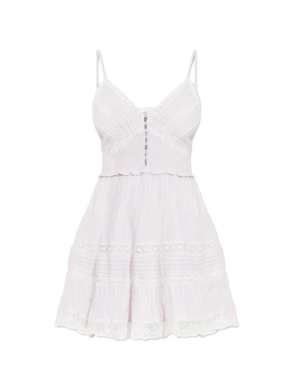 LoveShackFancy Krista lace-detail smocked mini dress - Rosa