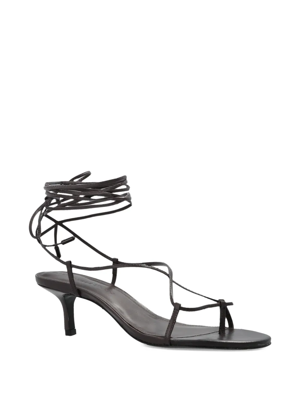  Black Suede Studio Tie-leg Heeled Sandals - Brown 