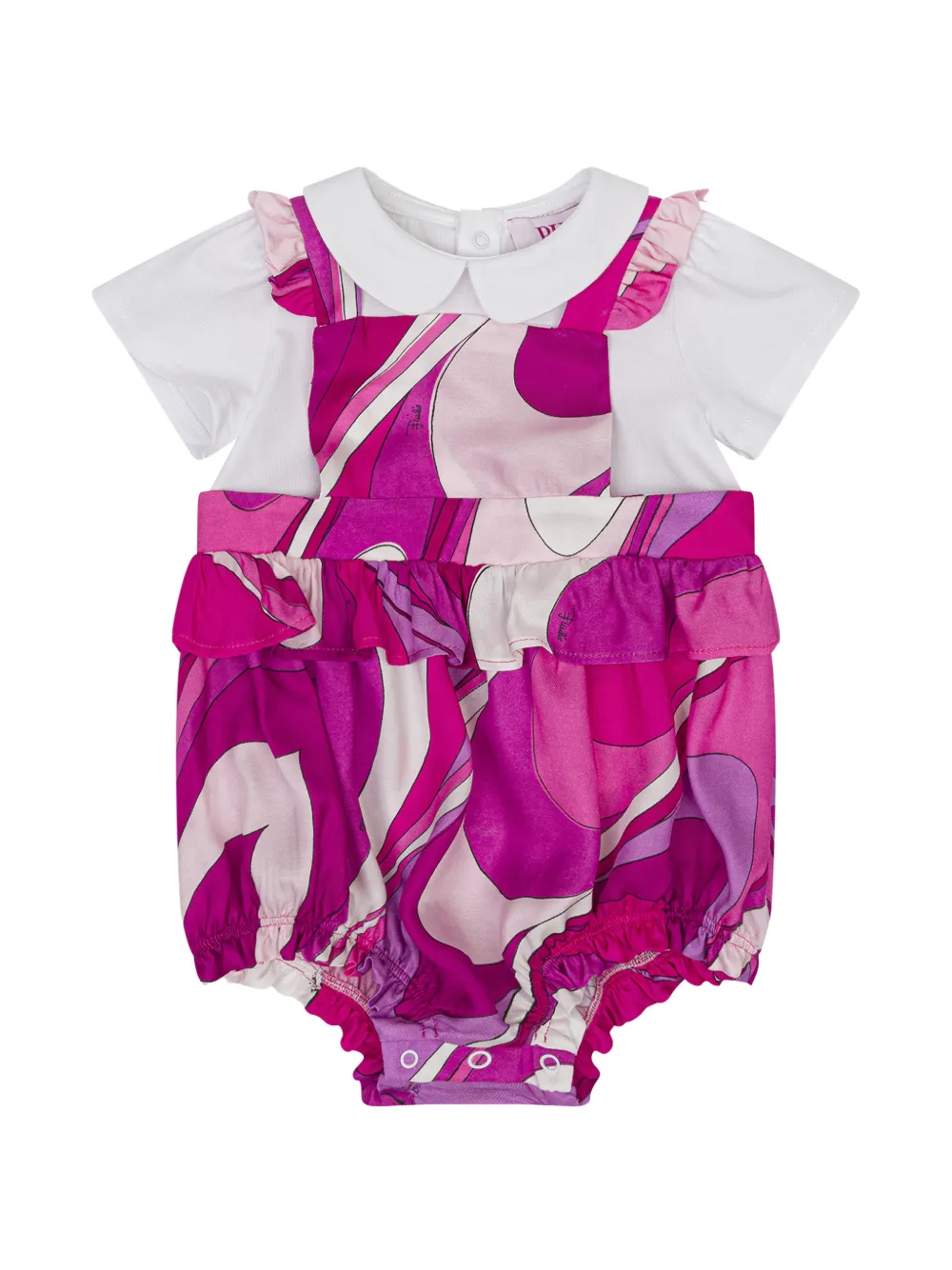 PUCCI Junior ruffled printed babygrow - Rosa
