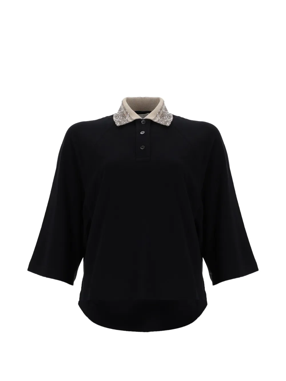 Brunello Cucinelli buttoned embellished polo shirt - Nero
