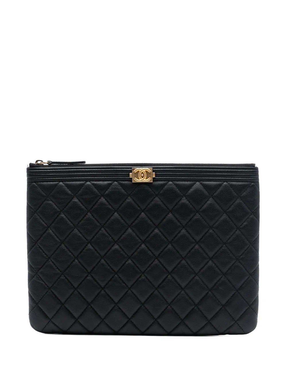 CHANEL Pre-Owned Clutch Boy O Case media in pelle Caviar trapuntata 2017-2018 - Nero