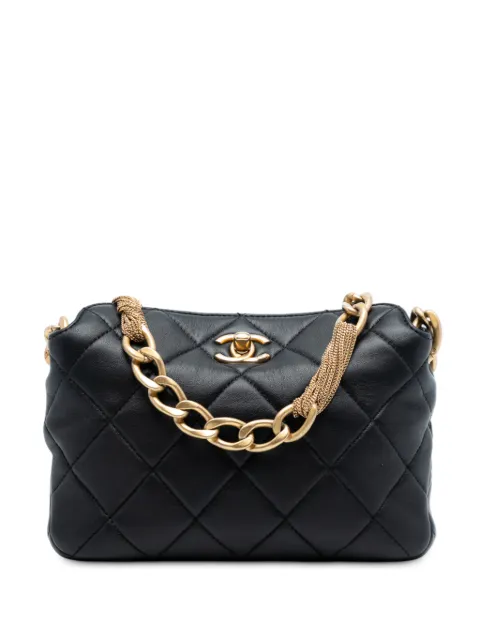 CHANEL Pre-Owned bolsa de hombro Single Flap de piel de cordero capitonada con logo CC y cadena 2021-2025
