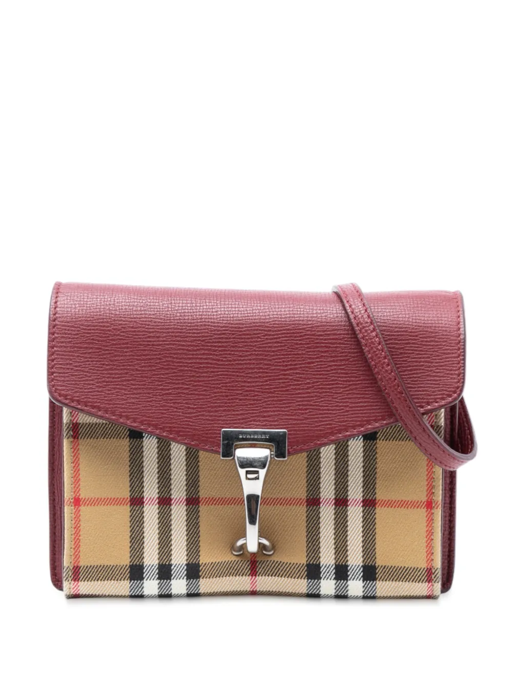 Burberry Pre-Owned 2000-2017 Small Leather and House Check Canvas Derby Macken crossbody bag - Marrone