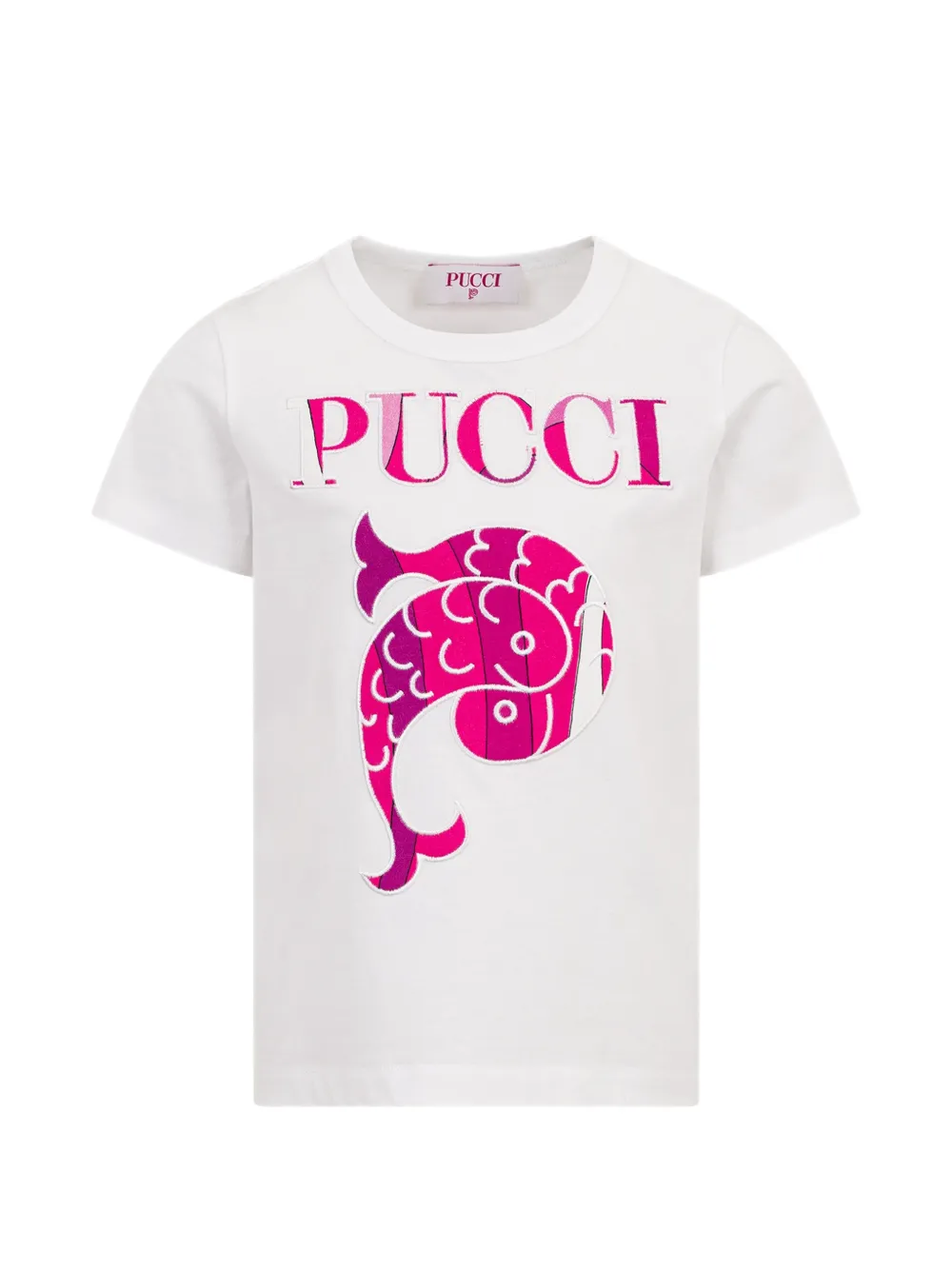 PUCCI Junior logo fish T-shirt - Bianco