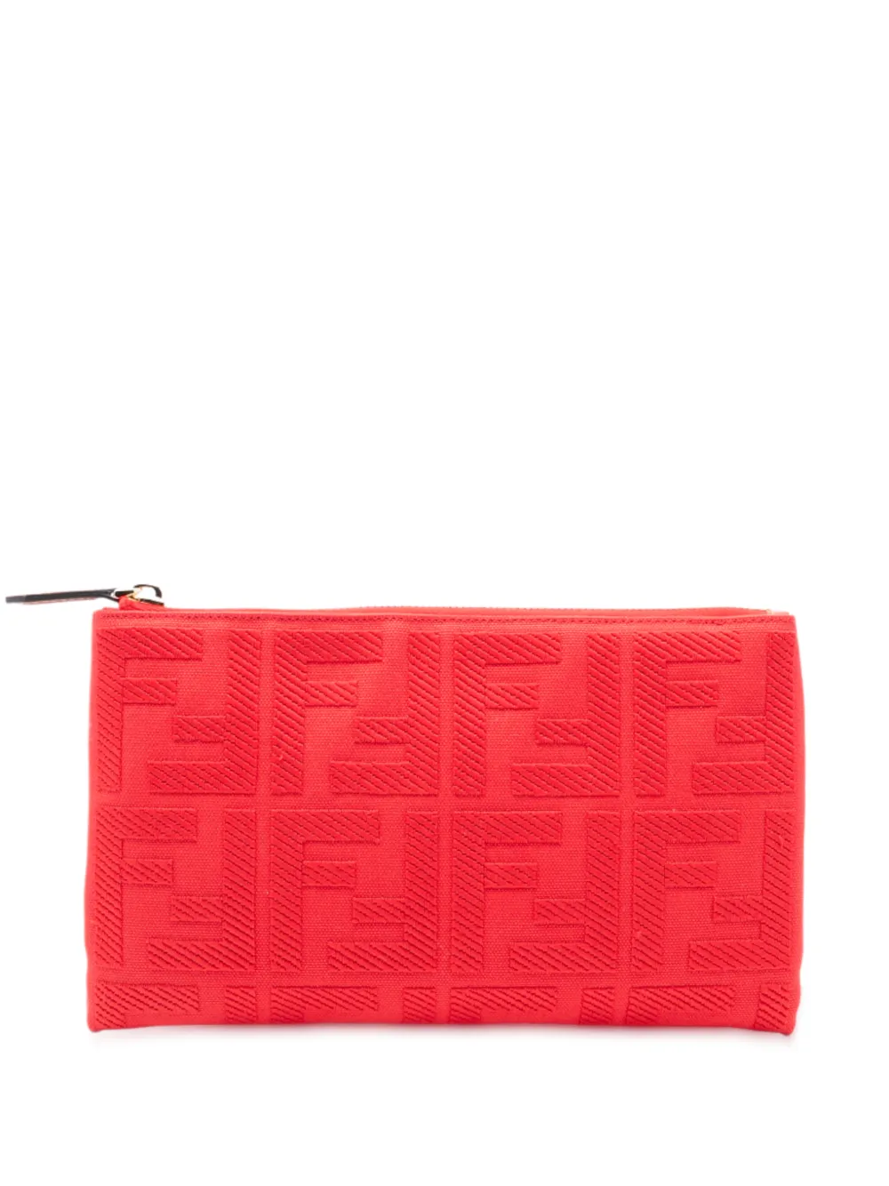 Fendi Pre-Owned 2010-2026 Zucca Embroidered Canvas Zip Pouch clutch bag - Rosso