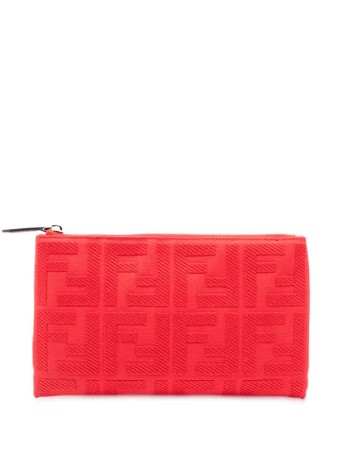 Fendi Pre-Owned 2010-2026 Zucca Embroidered Canvas Zip Pouch clutch bag