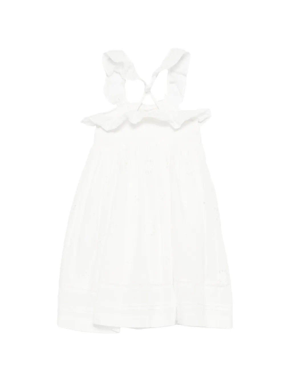 LOUISE MISHA KIDS Anaya jurk met ruchemouwen Wit