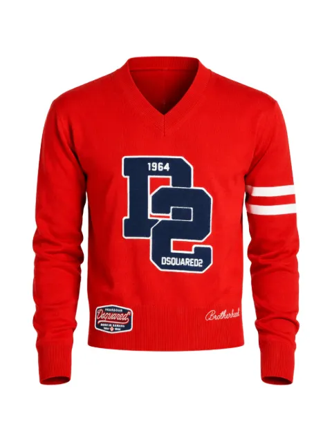 DSQUARED2 Shetland embroidery V-neck knitted sweater