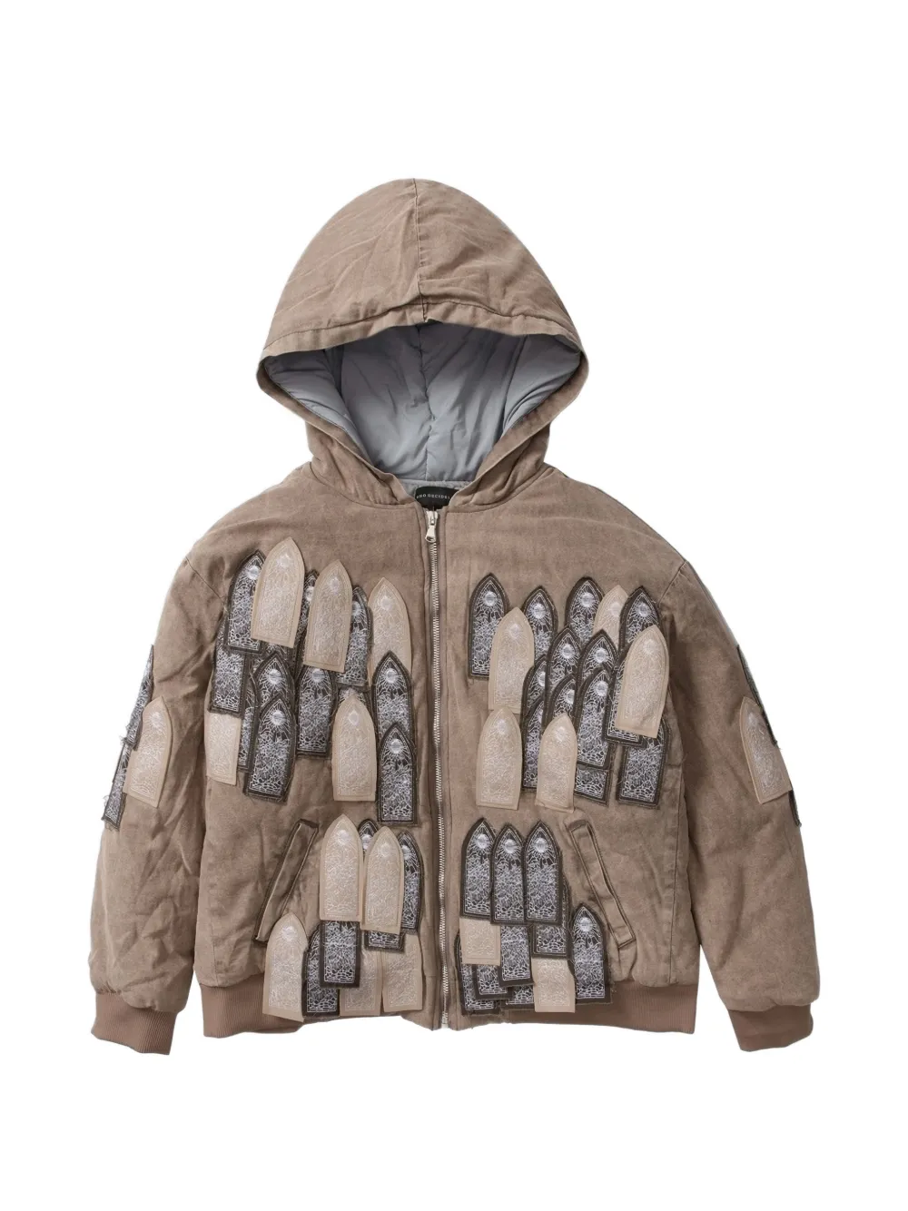 Who Decides War embroidered-patches hooded jacket - Braun