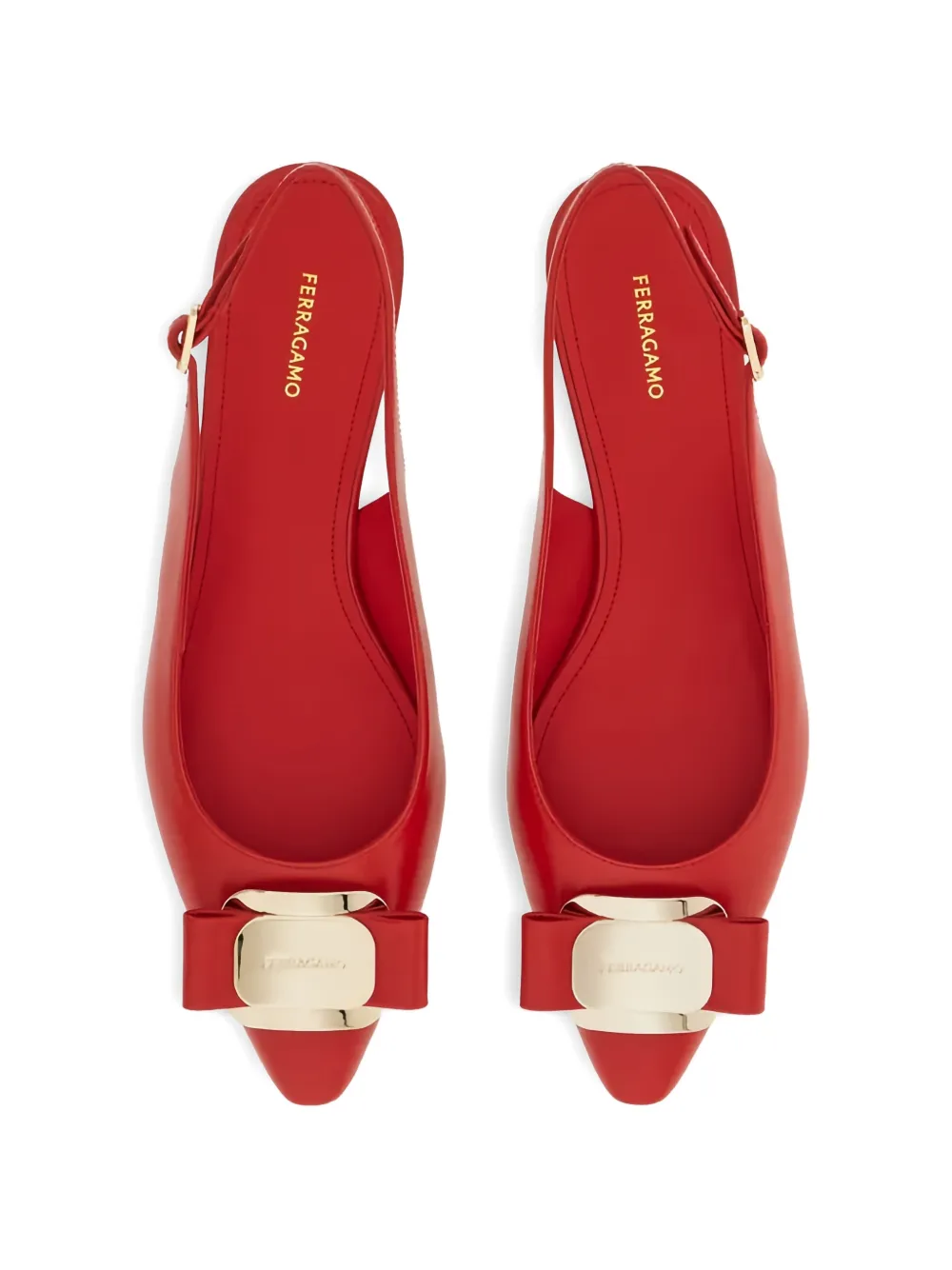Ferragamo Slingback ballerina's met strik Rood