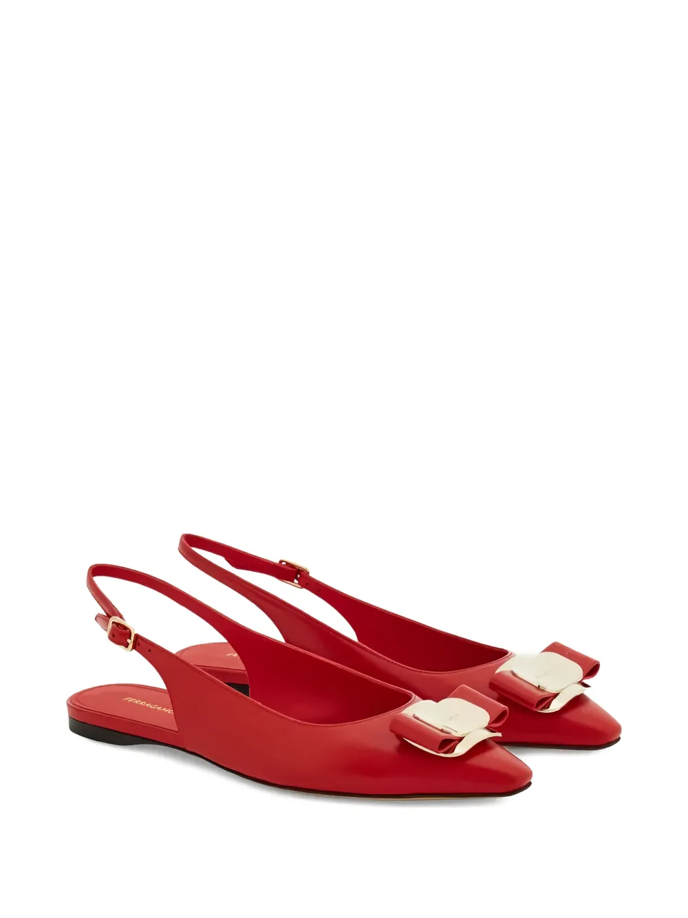 Ferragamo Slingback ballerina's met strik Rood