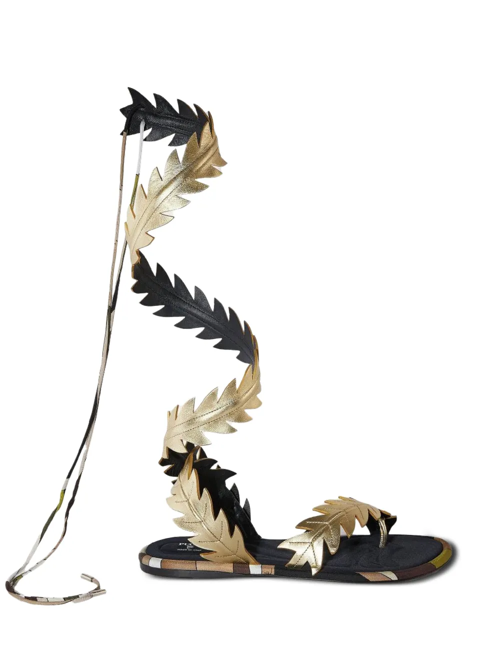 PUCCI Edera leaf flat sandals Zwart