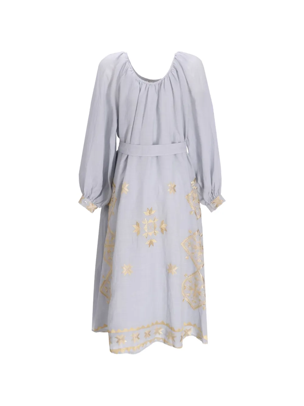 Embroidered Tie Midi Dress