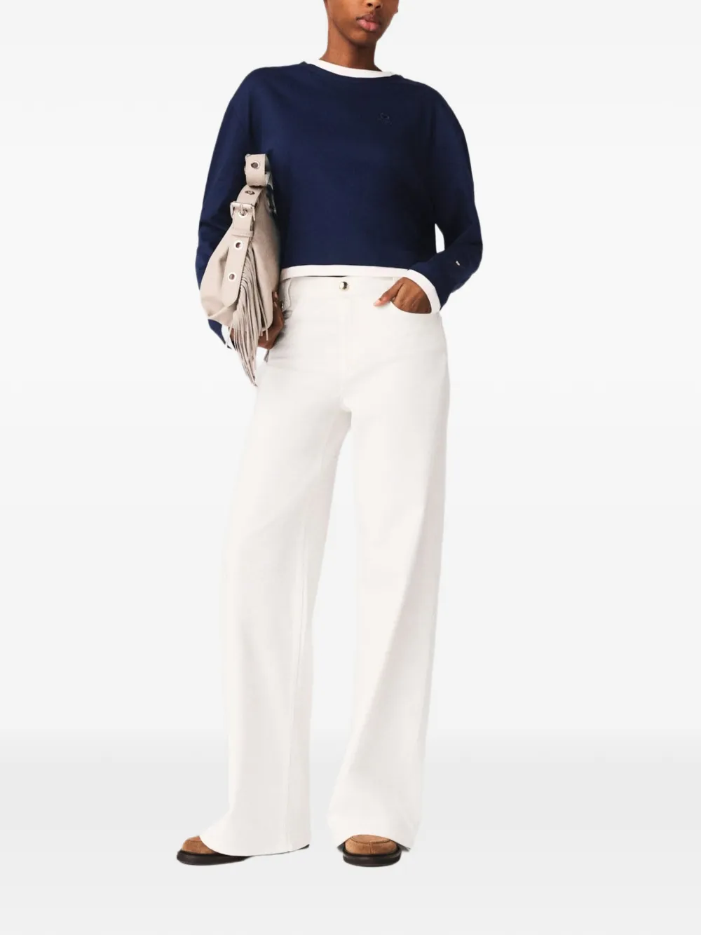  Maje Flared Denim Jeans - White 
