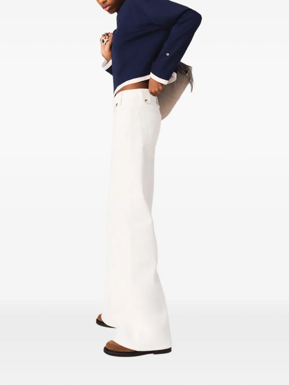  Maje Flared Denim Jeans - White 