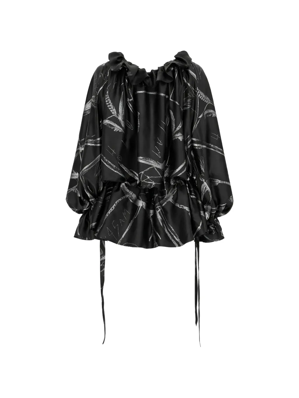  Ann Demeulemeester Ruffled Printed Mini Dress - Black 
