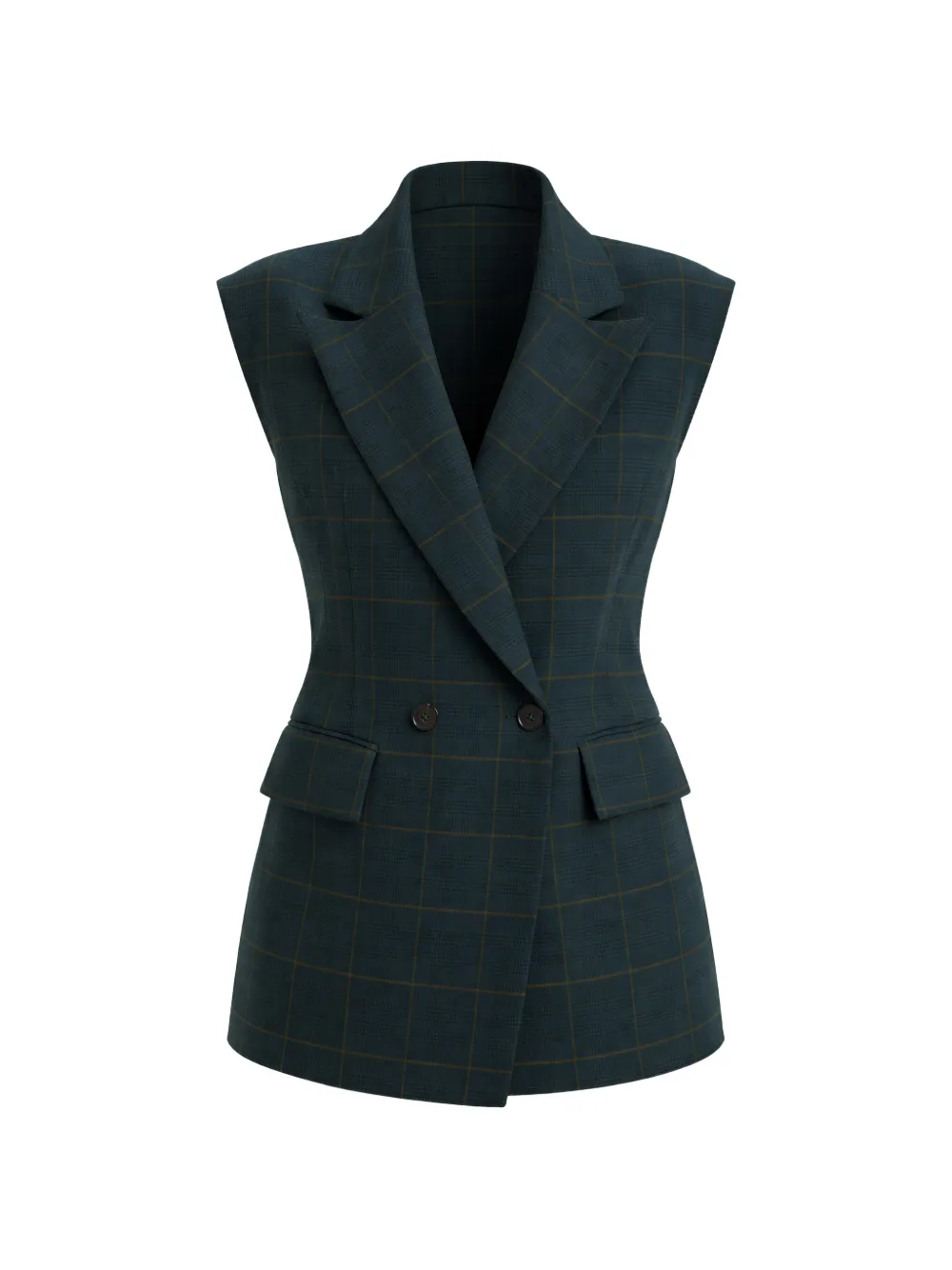 Cynthia Rowley double-breasted plaid vest - Verde