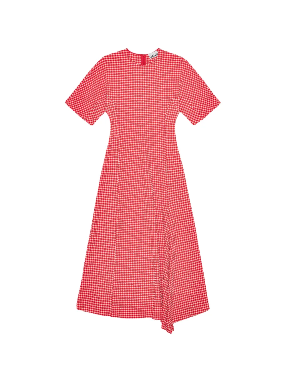GANNI gingham short-sleeve dress - Rosso
