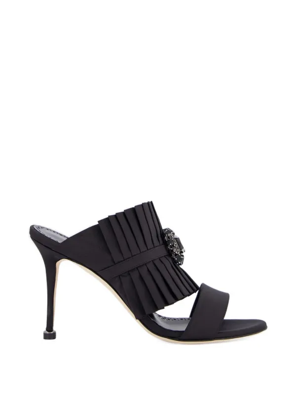 Manolo Blahnik Pleated Jewelled Pumps in Black