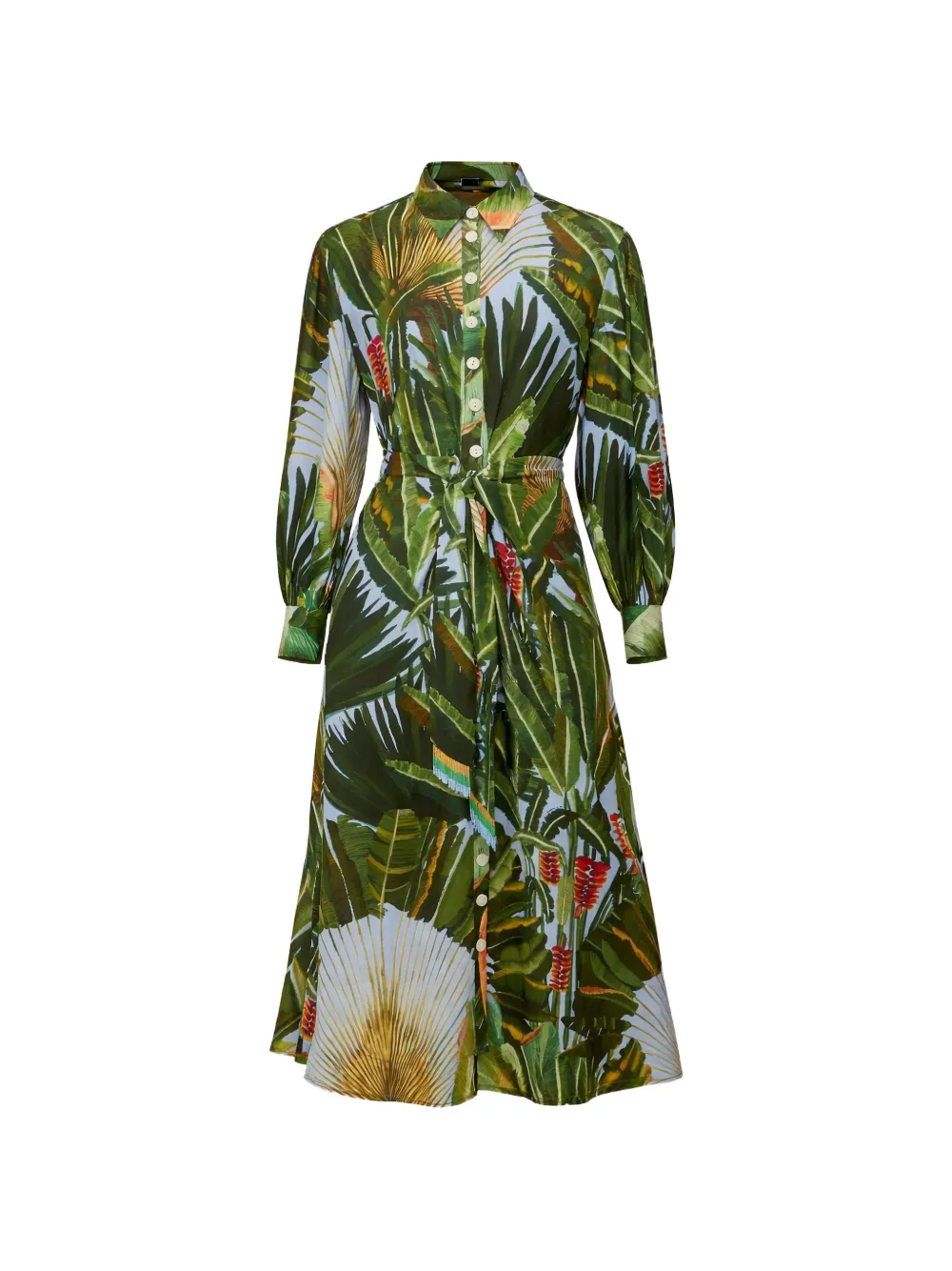 FARM Rio belted floral midi dress - Verde