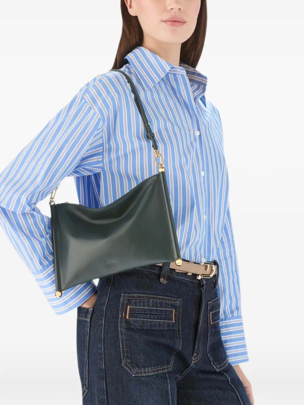 Furla Sfera Soft leren schoudertas Groen
