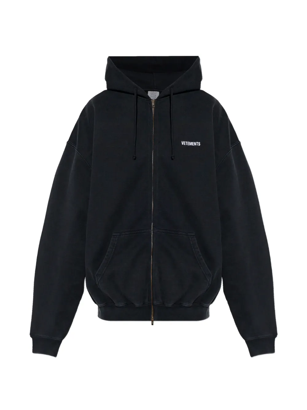 VETEMENTS long-detail zip-fastening hoodie - Nero