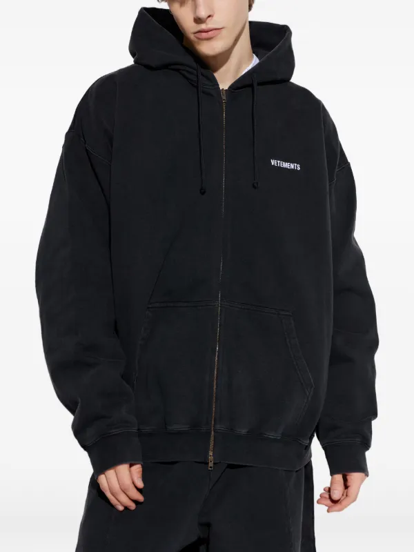 VETEMENTS ジップアップ パーカー | ブラック | FARFETCH JP