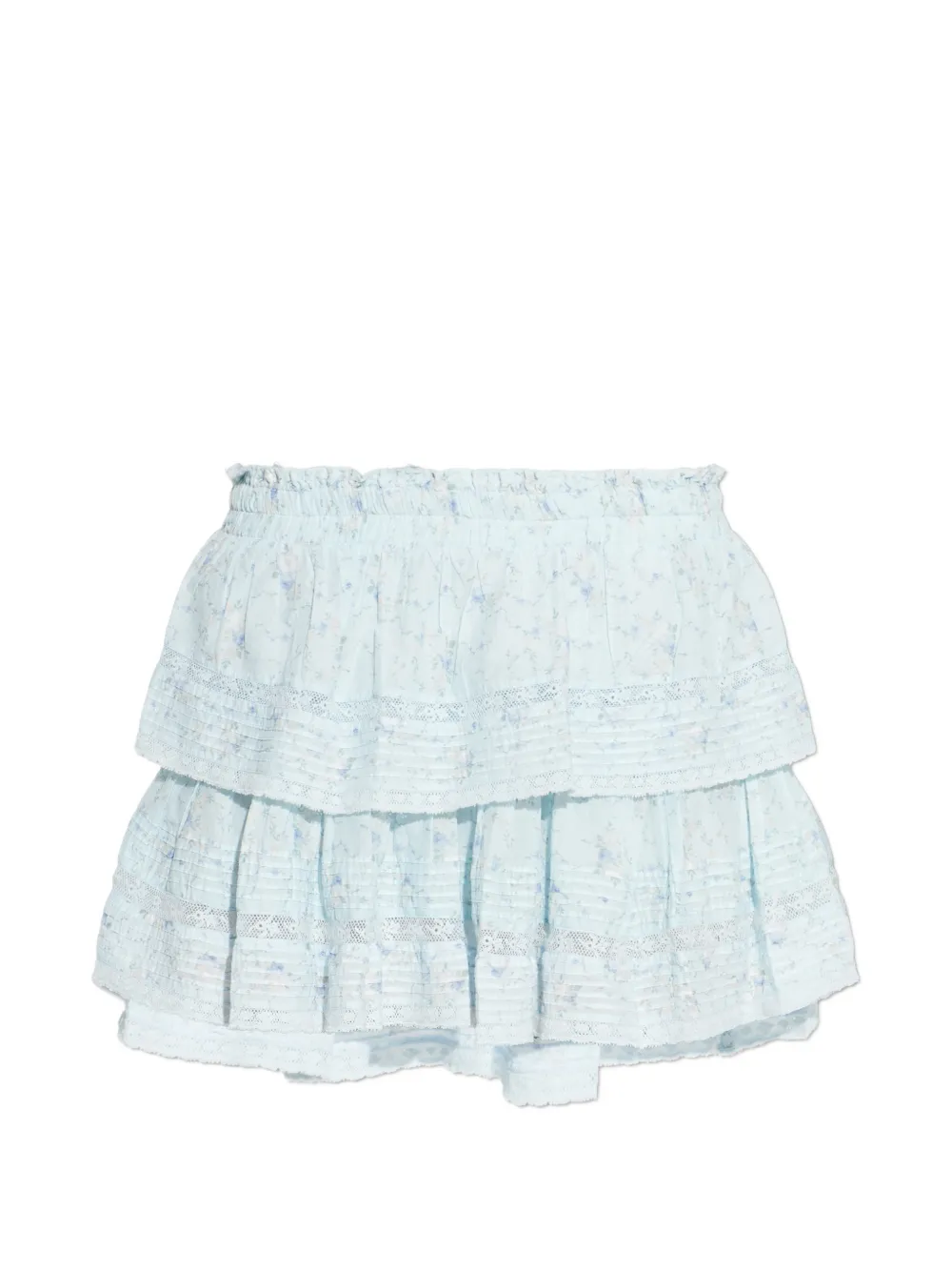 LoveShackFancy ruffled floral-print mini skirt - Blu