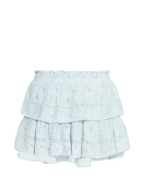 LoveShackFancy ruffled floral-print mini skirt