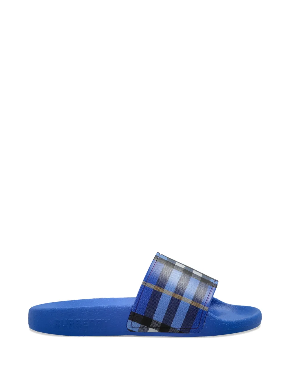 Burberry Kids checked-pattern slides Blauw