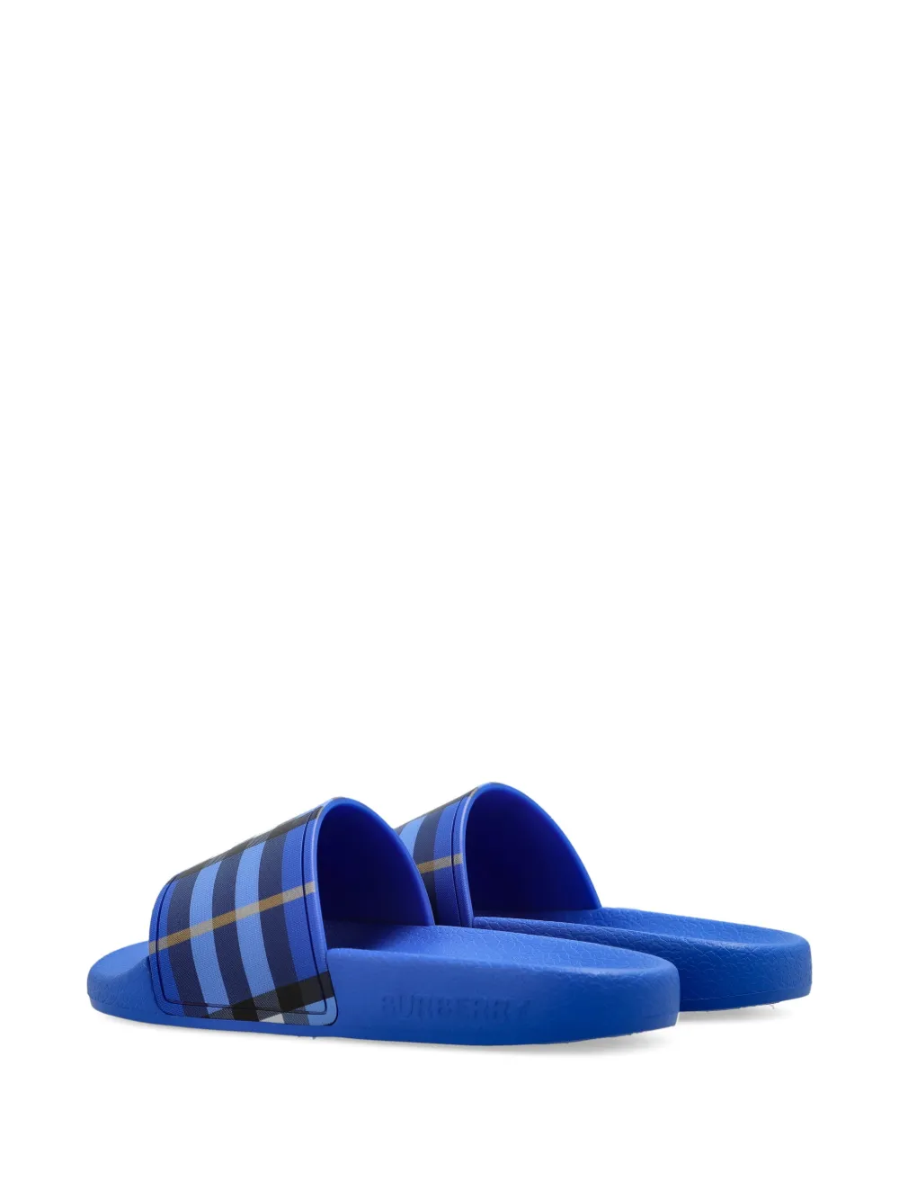 Burberry Kids checked-pattern slides Blauw