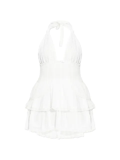 LoveShackFancy tiered V-neck mini dress
