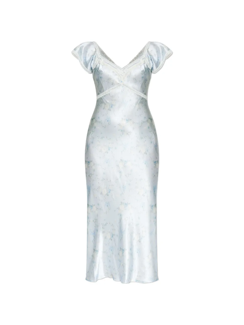 LoveShackFancy Eline lace floral-print maxi dress - Blau