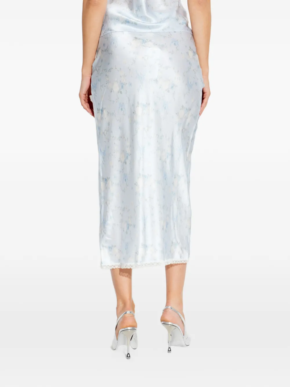 LoveShackFancy Kalo maxi-rok met bloemenprint en kant Blauw