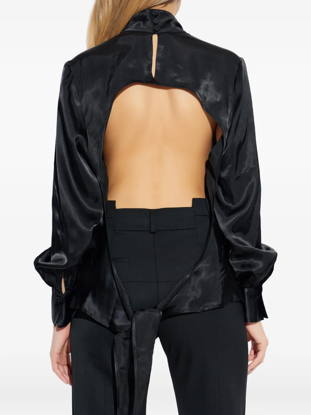 VETEMENTS Top met col en open rug Zwart