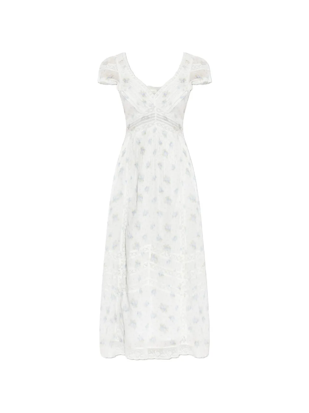 LoveShackFancy Suvi lace floral-print midi dress - Bianco