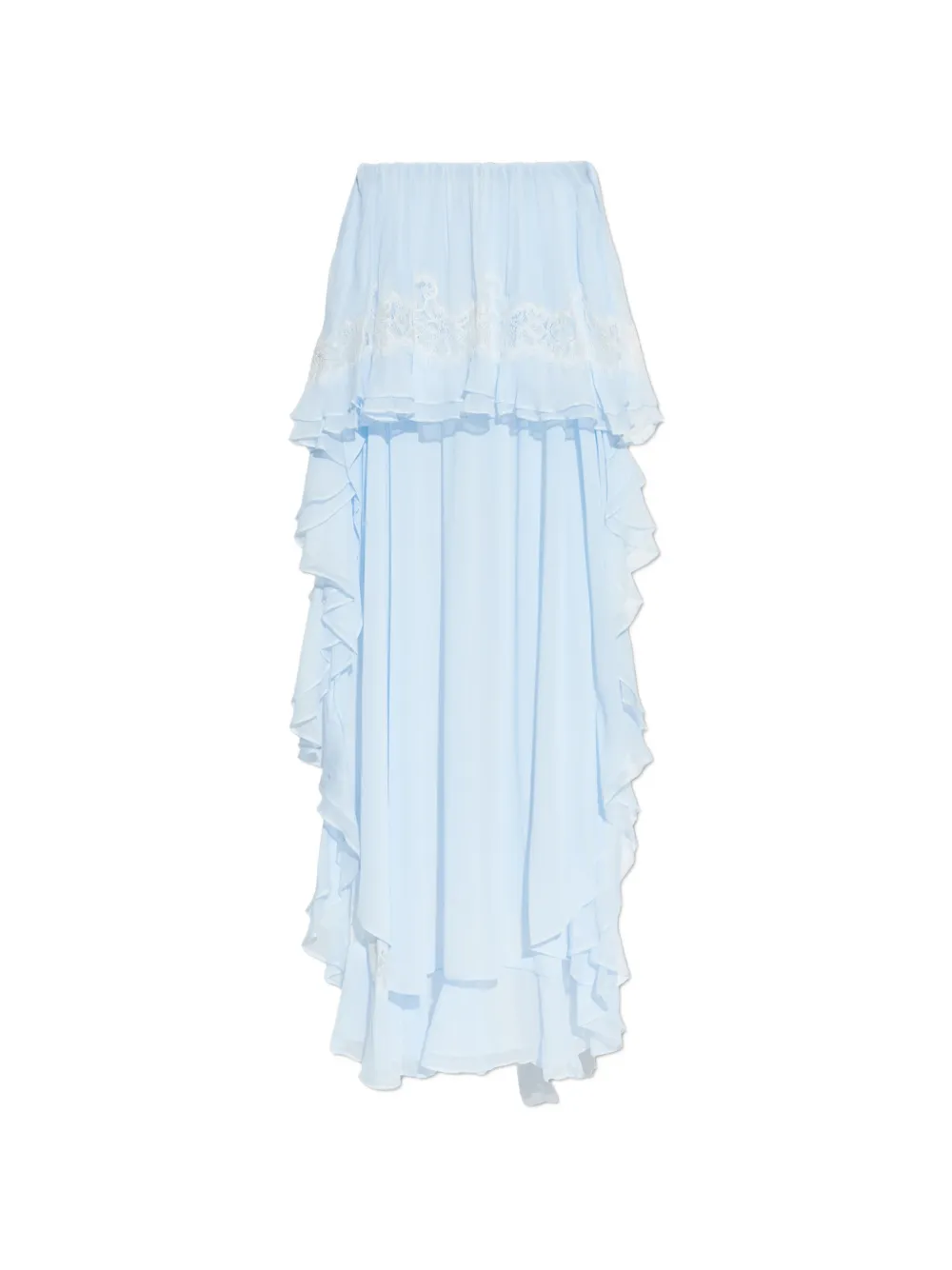 LoveShackFancy Jolina lace-detail ruffled high-low skirt - Blu