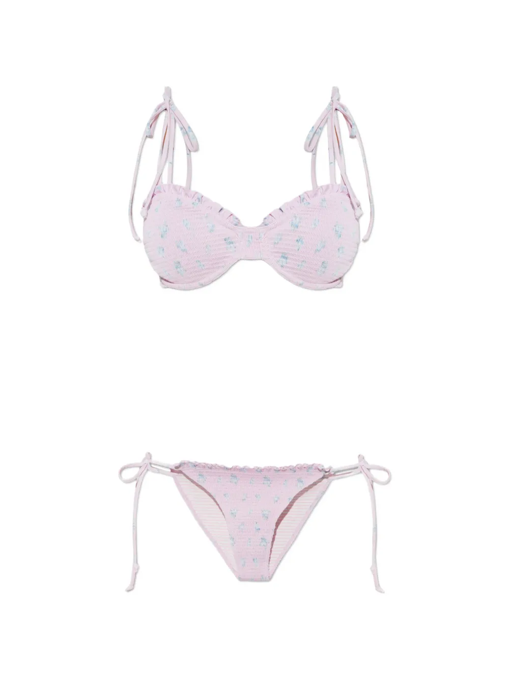 LoveShackFancy floral ruffled bikin - Rosa