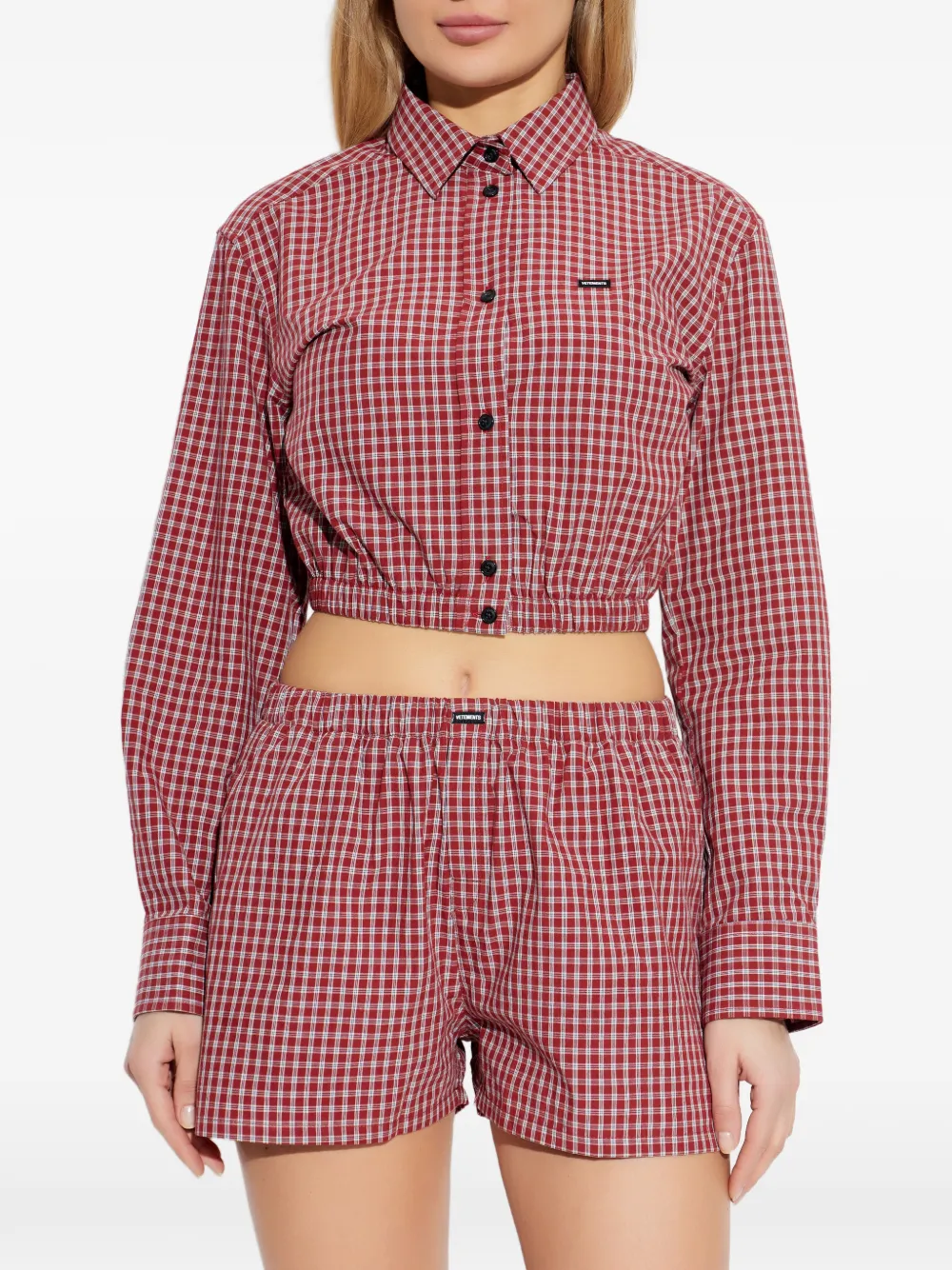  Vetements Checked Cropped Top - Red 