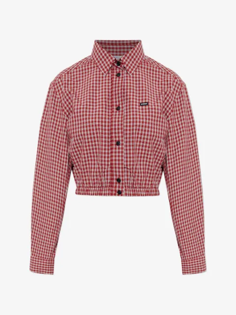 VETEMENTS top corto con motivo cuadros