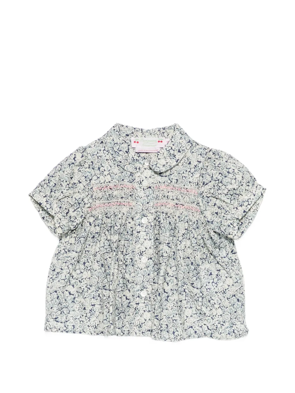 Bonpoint floral-print embroidered top - Blu