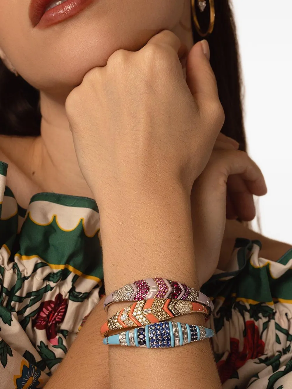 Nikos Koulis Oui Diamond, Ruby And Sapphire Bracelet - Silver 