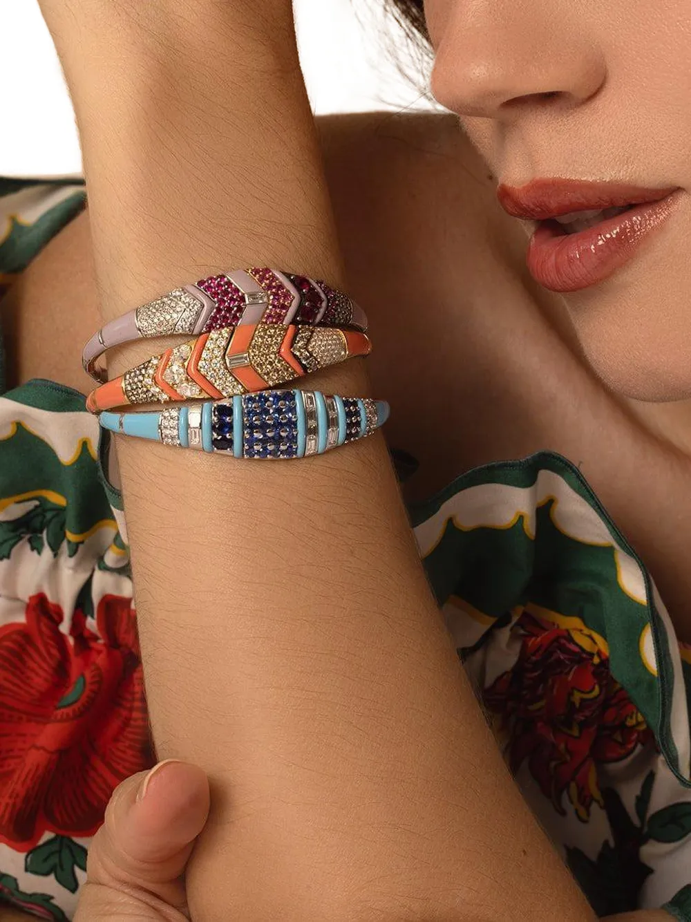  Nikos Koulis Oui Diamond, Ruby And Sapphire Bracelet - Silver 
