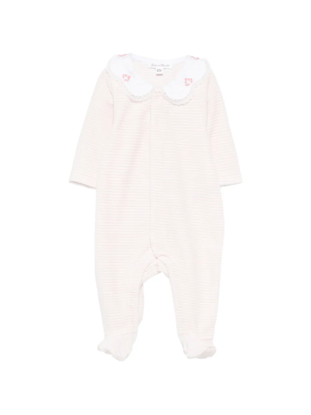 Tartine Et Chocolat striped-pattern flower-detail romper - Rosa