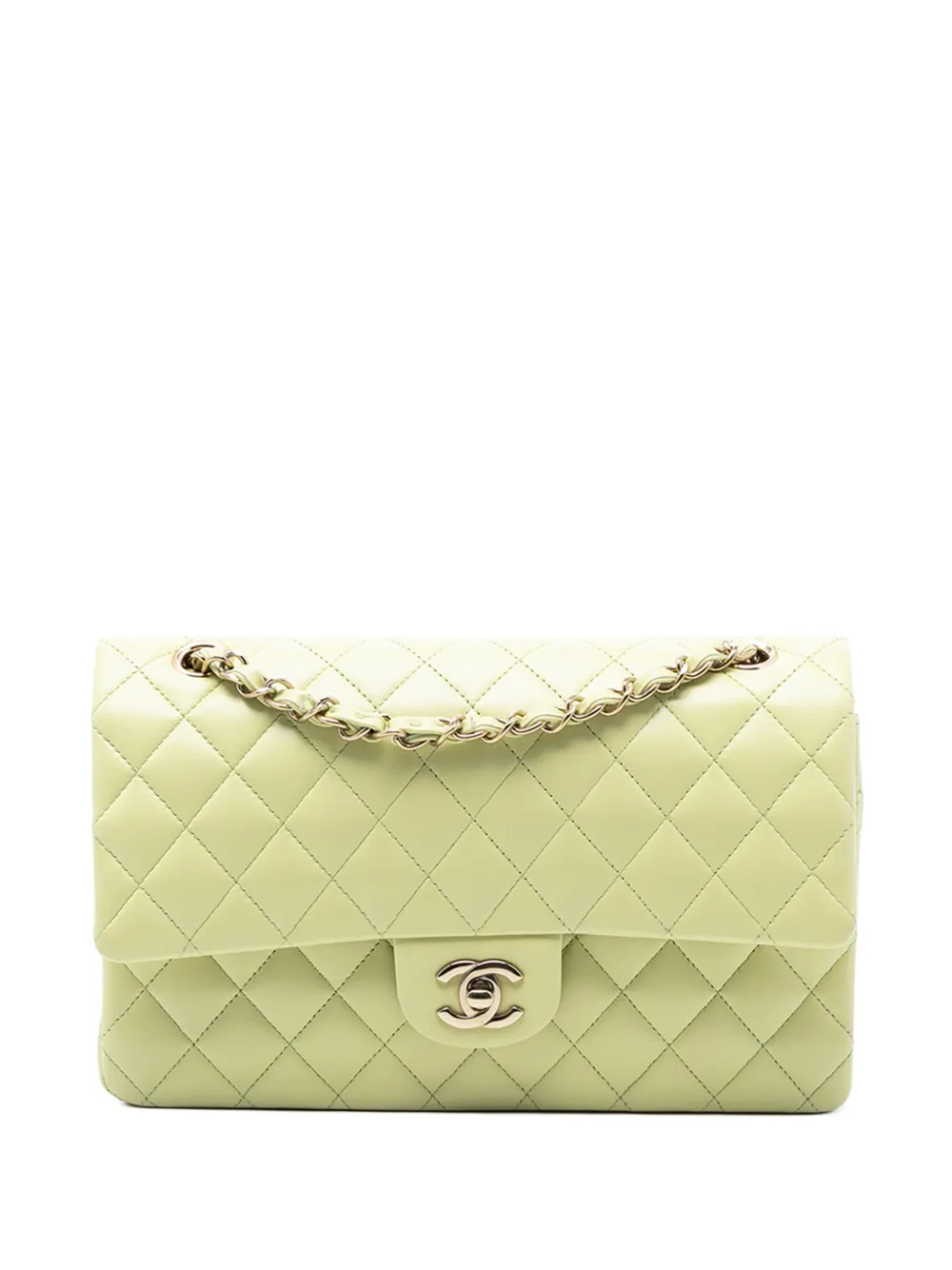 CHANEL Pre-Owned 2021-2025 Medium Classic Lambskin Double Flap shoulder bag - Verde