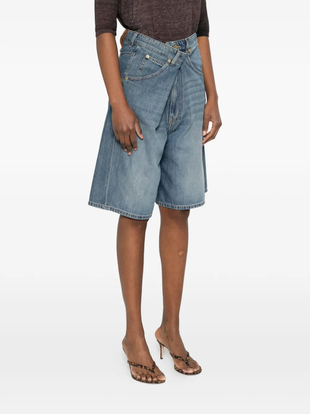  Darkpark Wide-leg Denim Shorts - Blue 