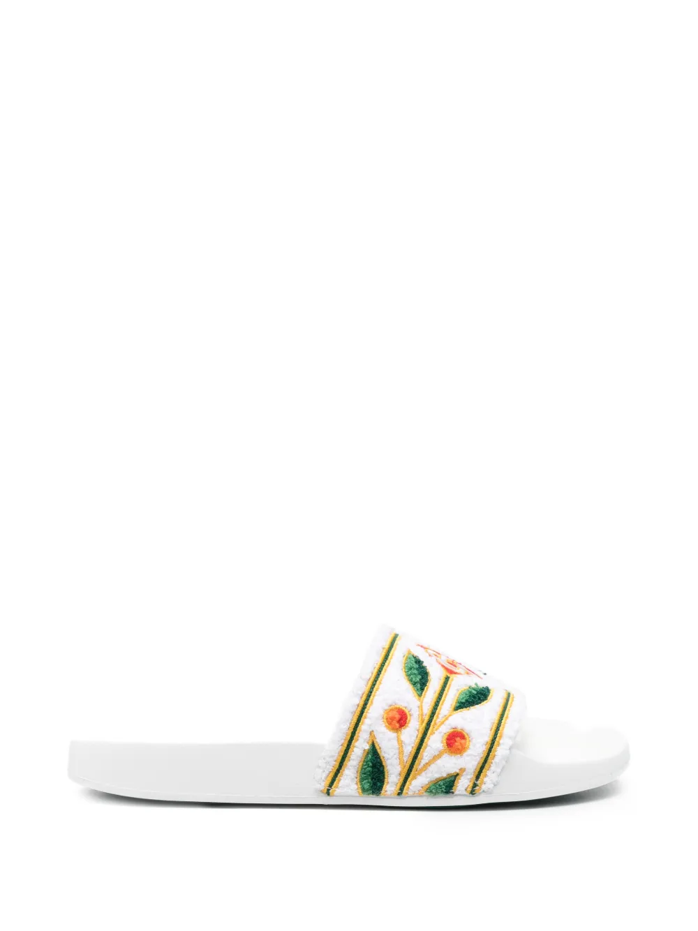 Casablanca floral embroidered slides - Bianco