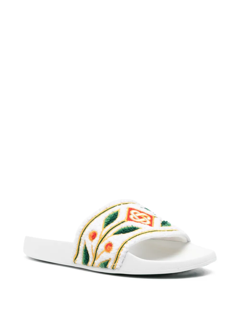 Casablanca Slippers met geborduurde bloemen Wit